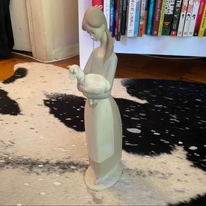 Vintage Lladro Girl Holding Lamb Small Statue